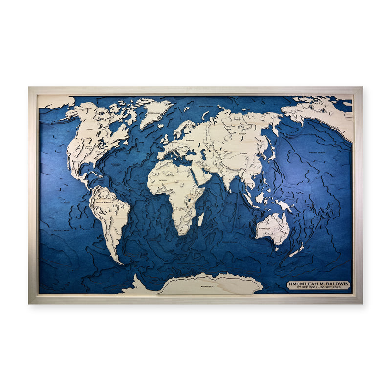 World Topographic Wood Map — Multilayer — plain-background photo