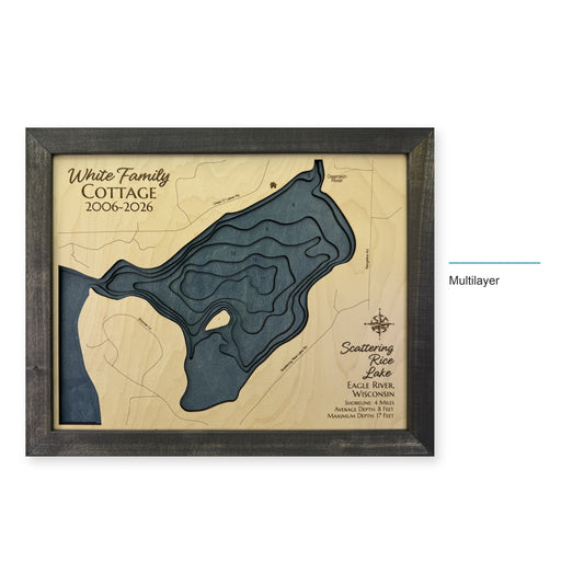 Scattering Rice Lake, Wisconsin Wood Map — Multilayer — style-labeled photo