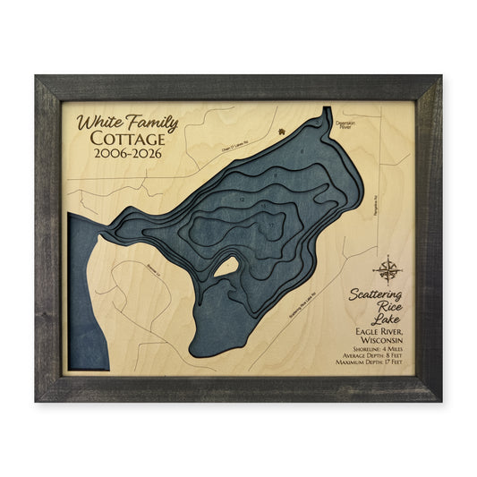 Scattering Rice Lake, Wisconsin Wood Map — Multilayer — plain-background photo