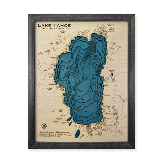 Lake Tahoe Wood Map — Multilayer — plain-background photo