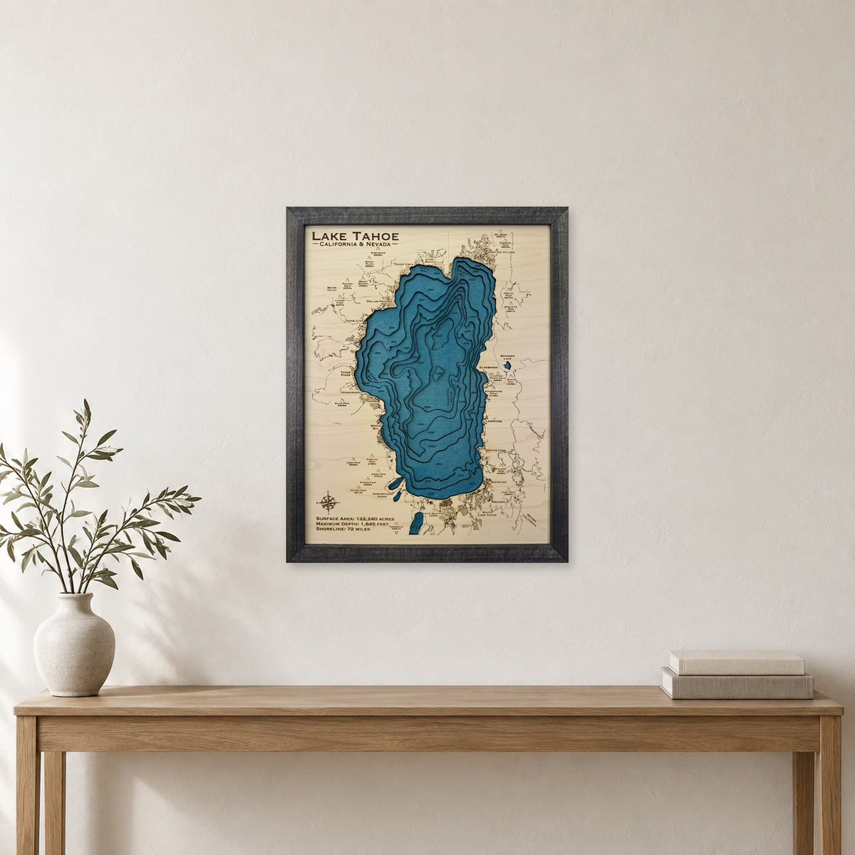 Lake Tahoe Wood Map — Multilayer — room mockup