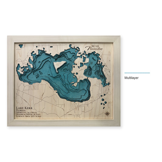 Lake Kerr, Florida Wood Map — Multilayer — style-labeled photo