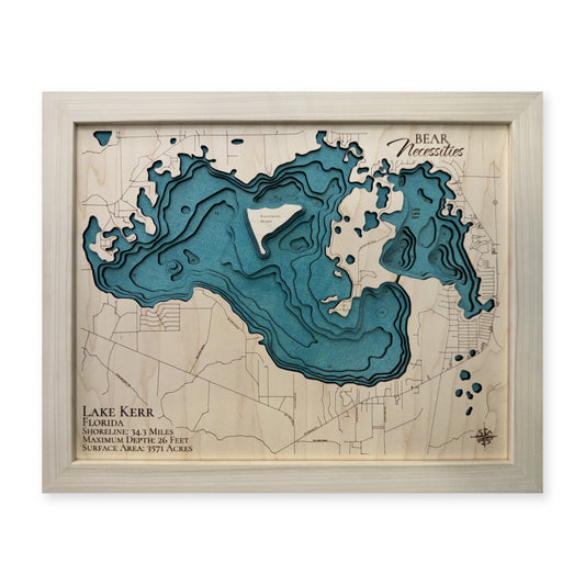 Lake Kerr, Florida Wood Map — Multilayer — plain-background photo