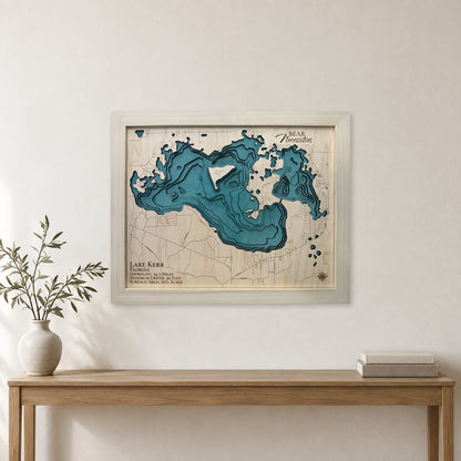 Lake Kerr, Florida Wood Map — Multilayer — room mockup