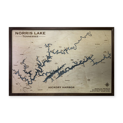 Norris Lake, TN, Wood Map — Multilayer — plain-background photo