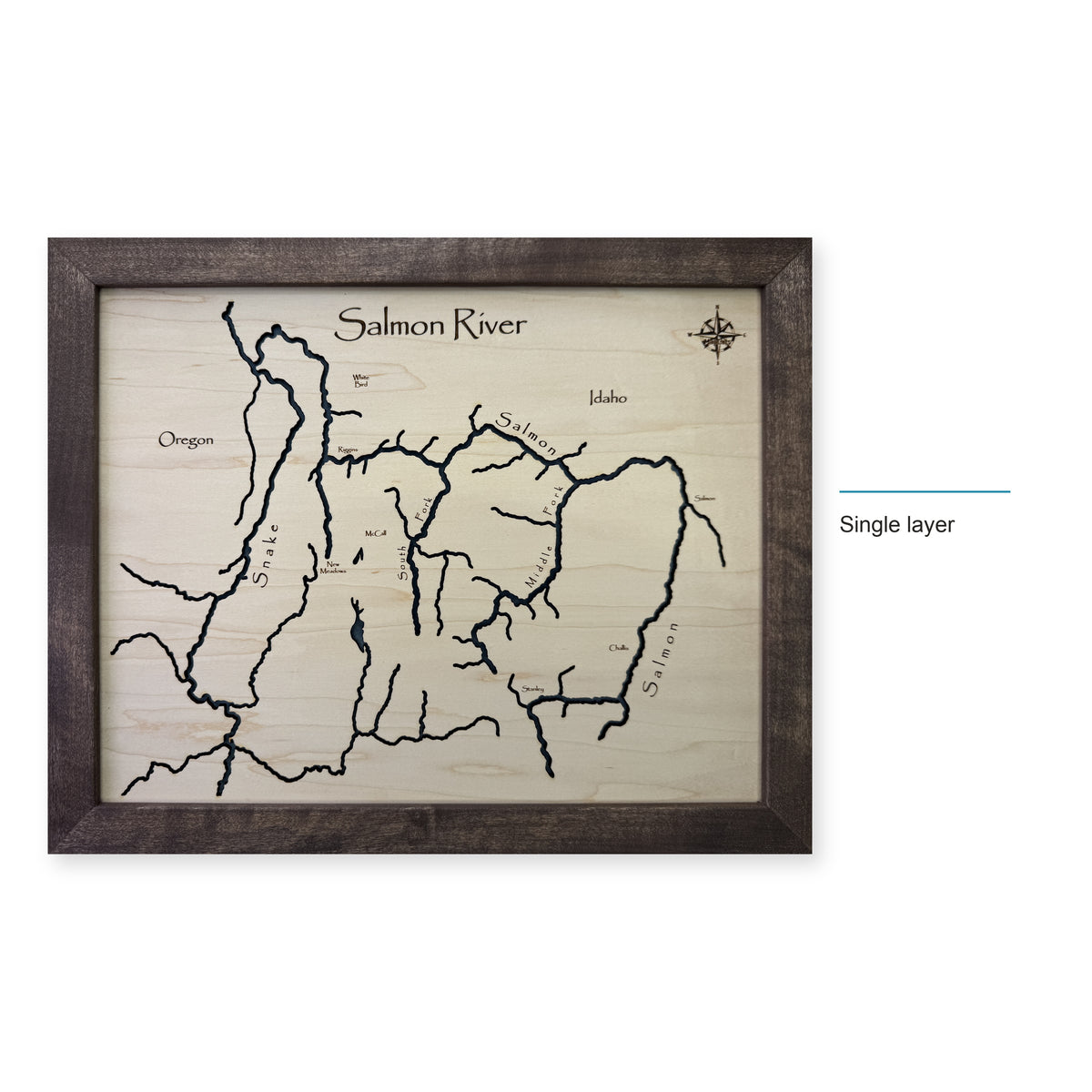Salmon River, Idaho Wood Map — Single layer — style-labeled photo