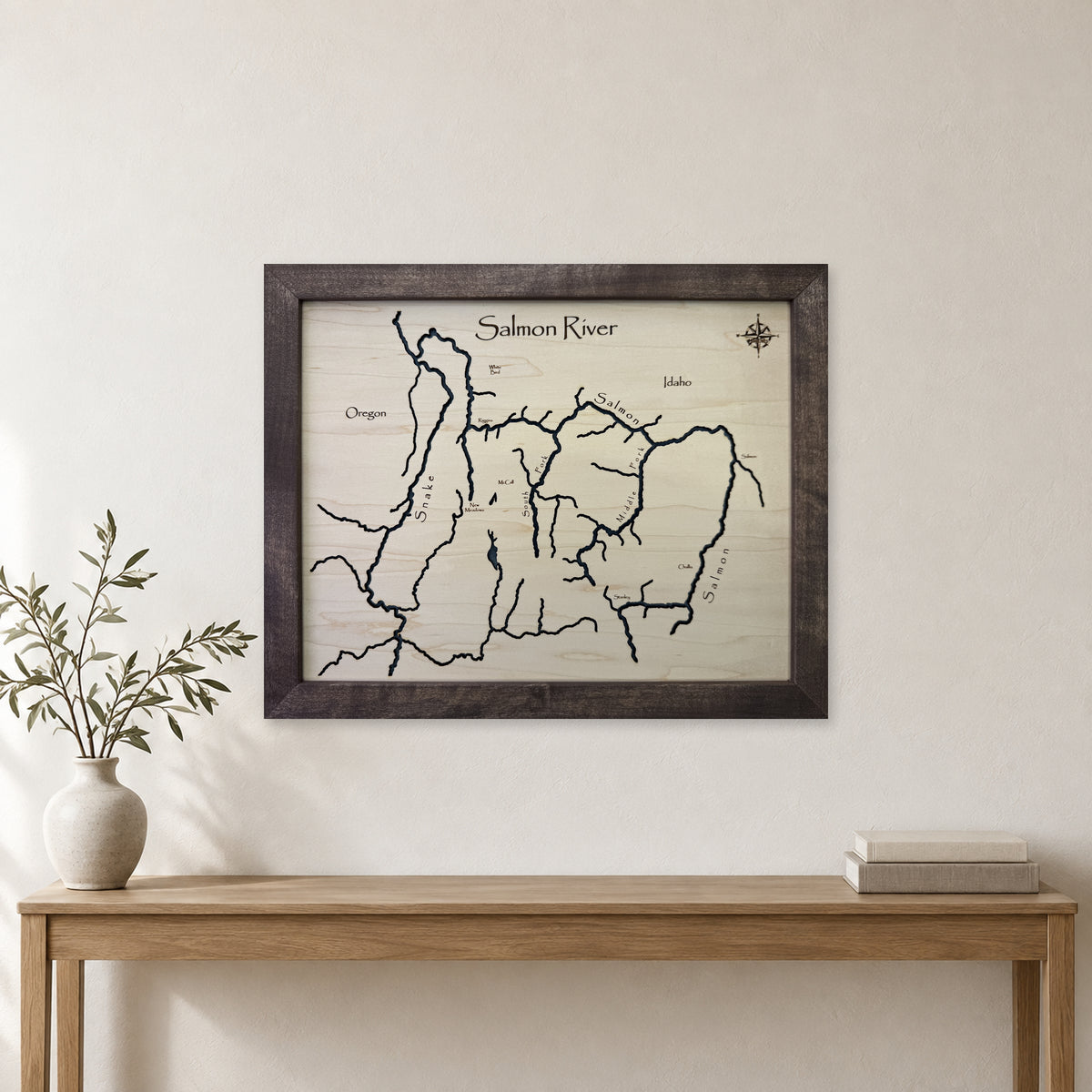 Salmon River, Idaho Wood Map — Single layer — room mockup
