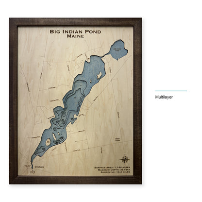 Big Indian Pond, Maine Wood Map — Multilayer — style-labeled photo