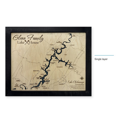 Lake Chickamauga, Tennessee Wood Map — Single layer — style-labeled photo