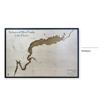 Gantt Lake, Alabama Wood Map — Multilayer — style-labeled photo