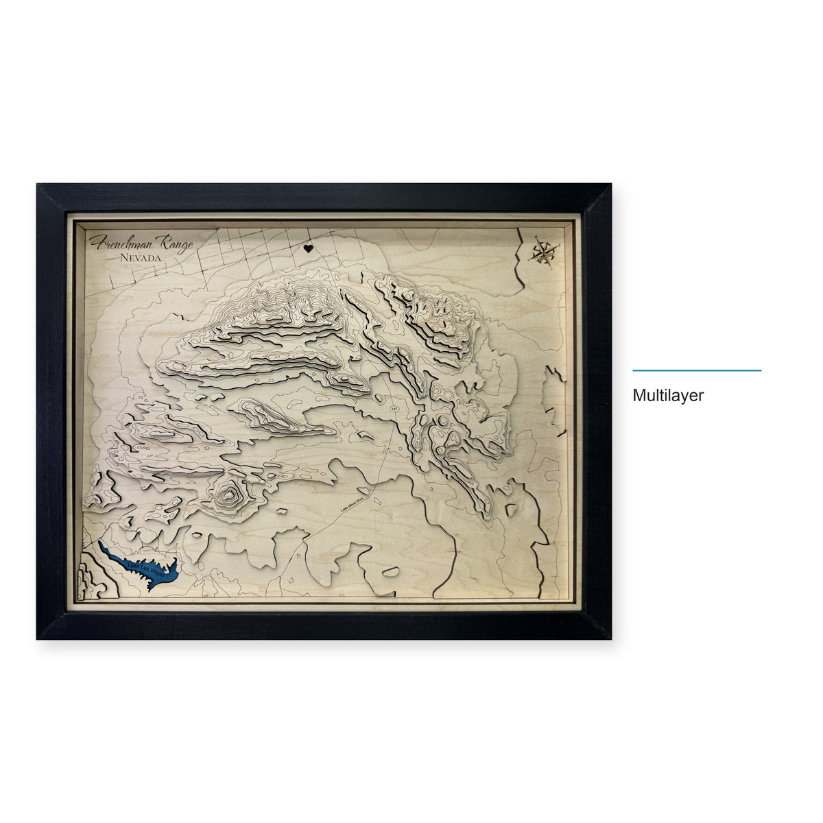 Frenchman Range, Nevada Wood Map — Multilayer — style-labeled photo