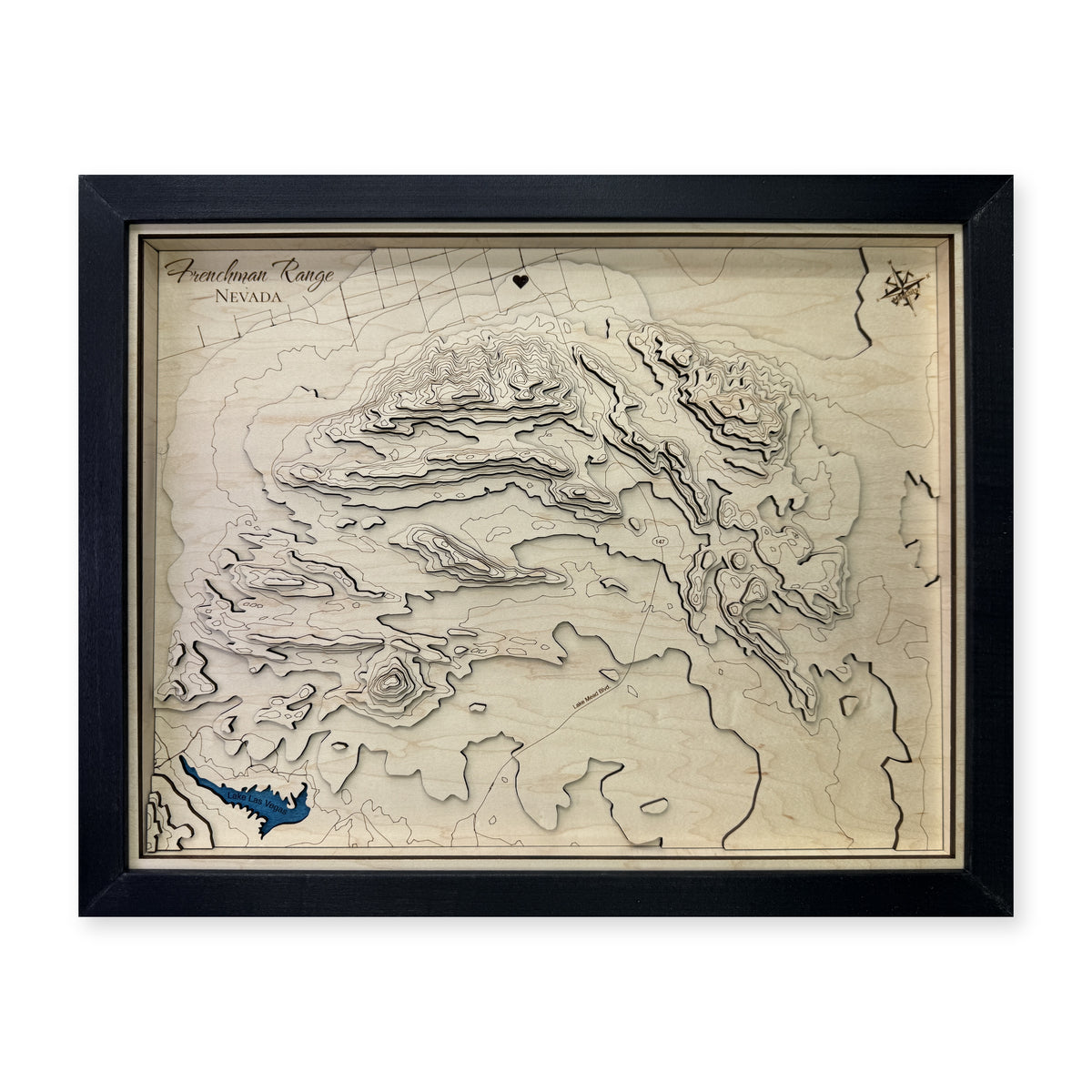 Frenchman Range, Nevada Wood Map — Multilayer — plain-background photo