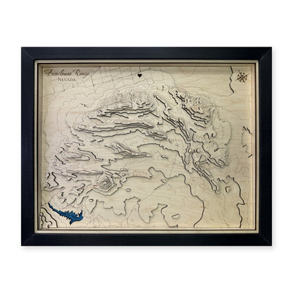 Frenchman Range, Nevada Wood Map — Multilayer — plain-background photo