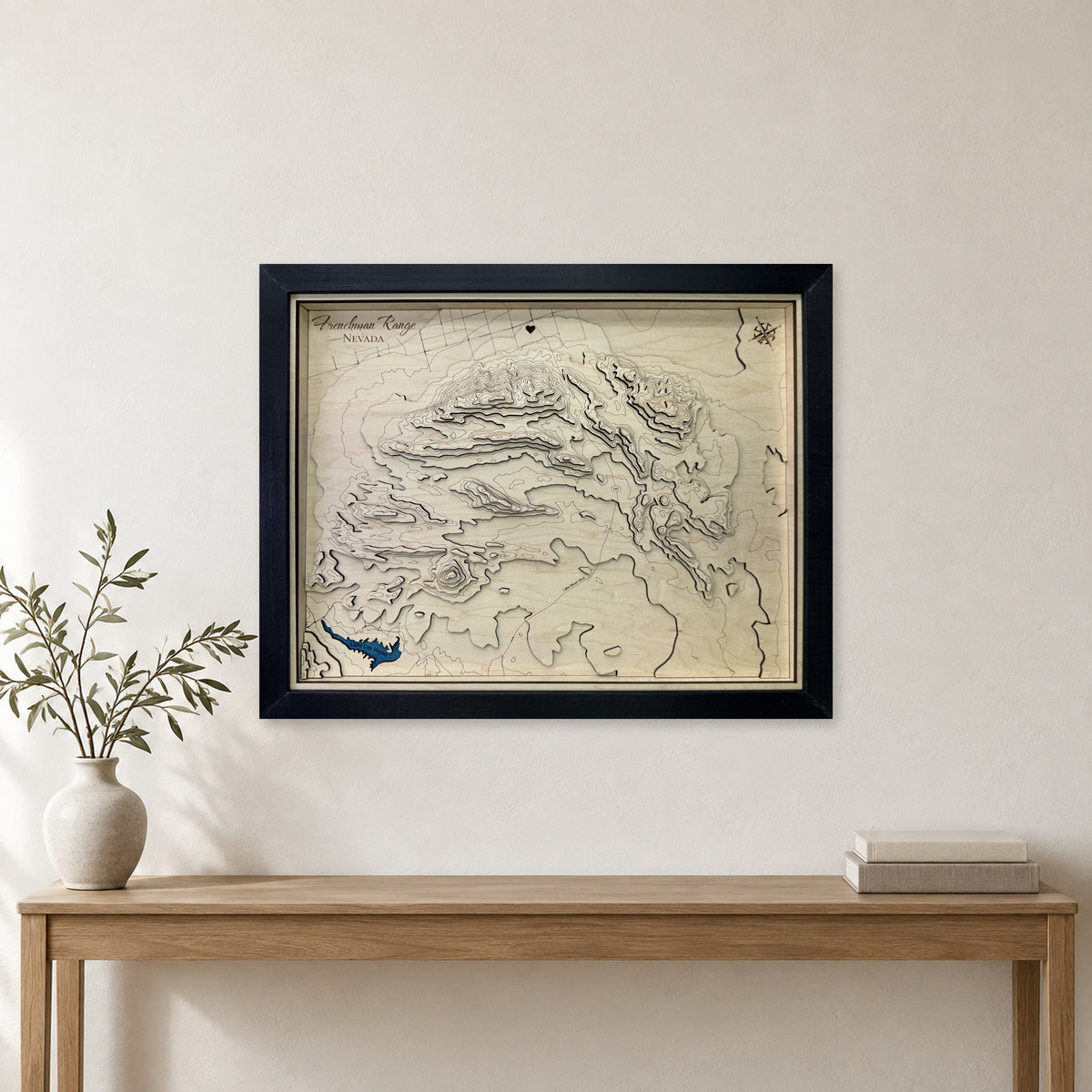 Frenchman Range, Nevada Wood Map — Multilayer — room mockup