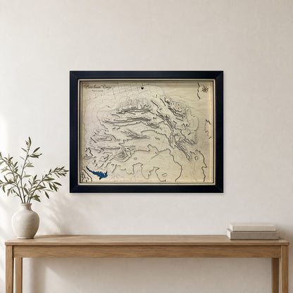 Frenchman Range, Nevada Wood Map — Multilayer — room mockup