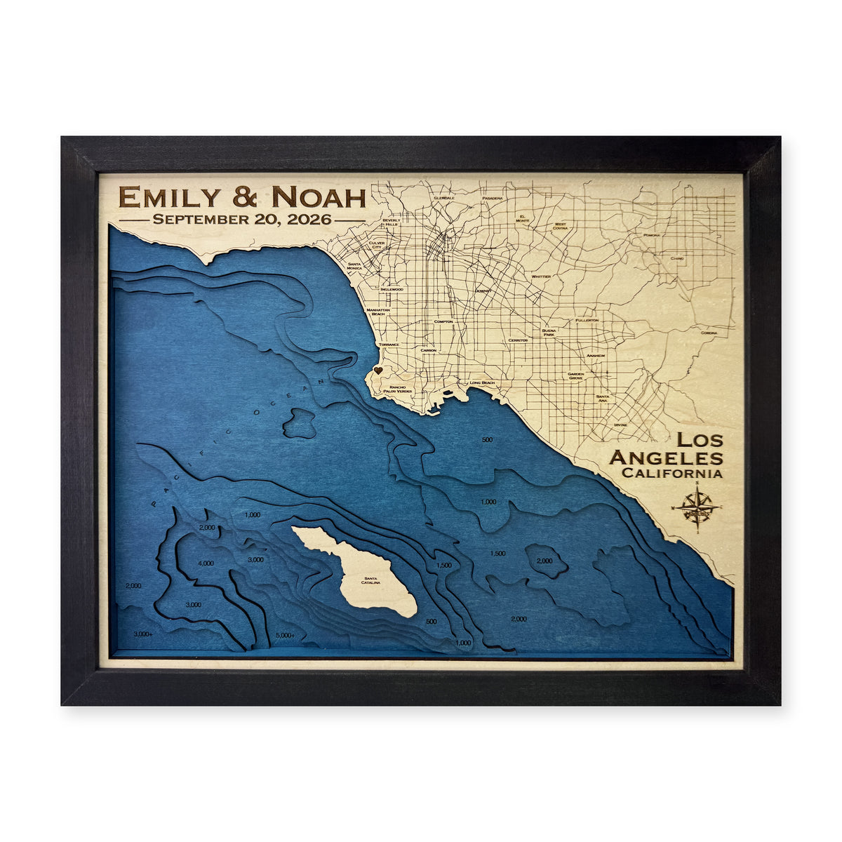Los Angeles, California Wood Map — Multilayer — plain-background photo