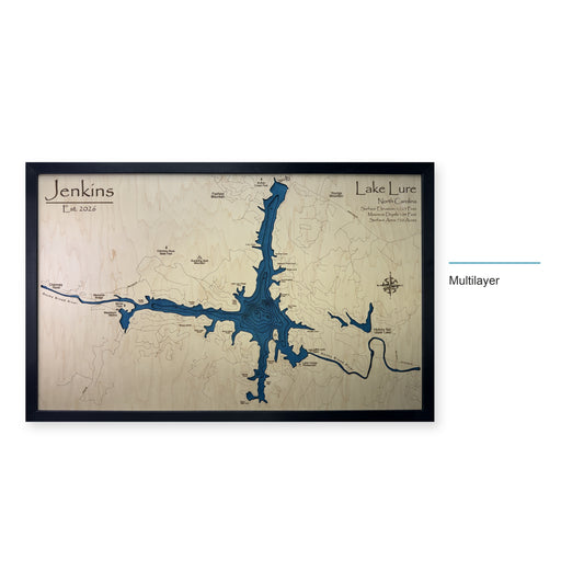 Lake Lure, North Carolina Wood Map — Multilayer — style-labeled photo