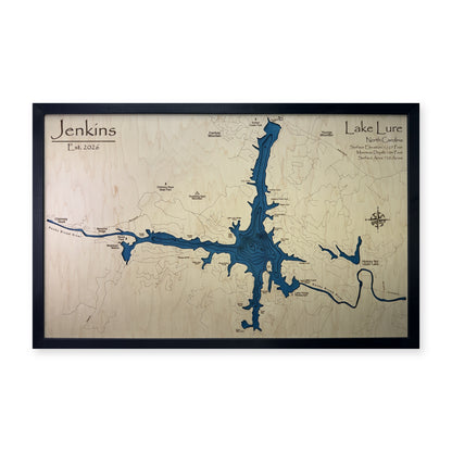 Lake Lure, North Carolina Wood Map — Multilayer — plain-background photo