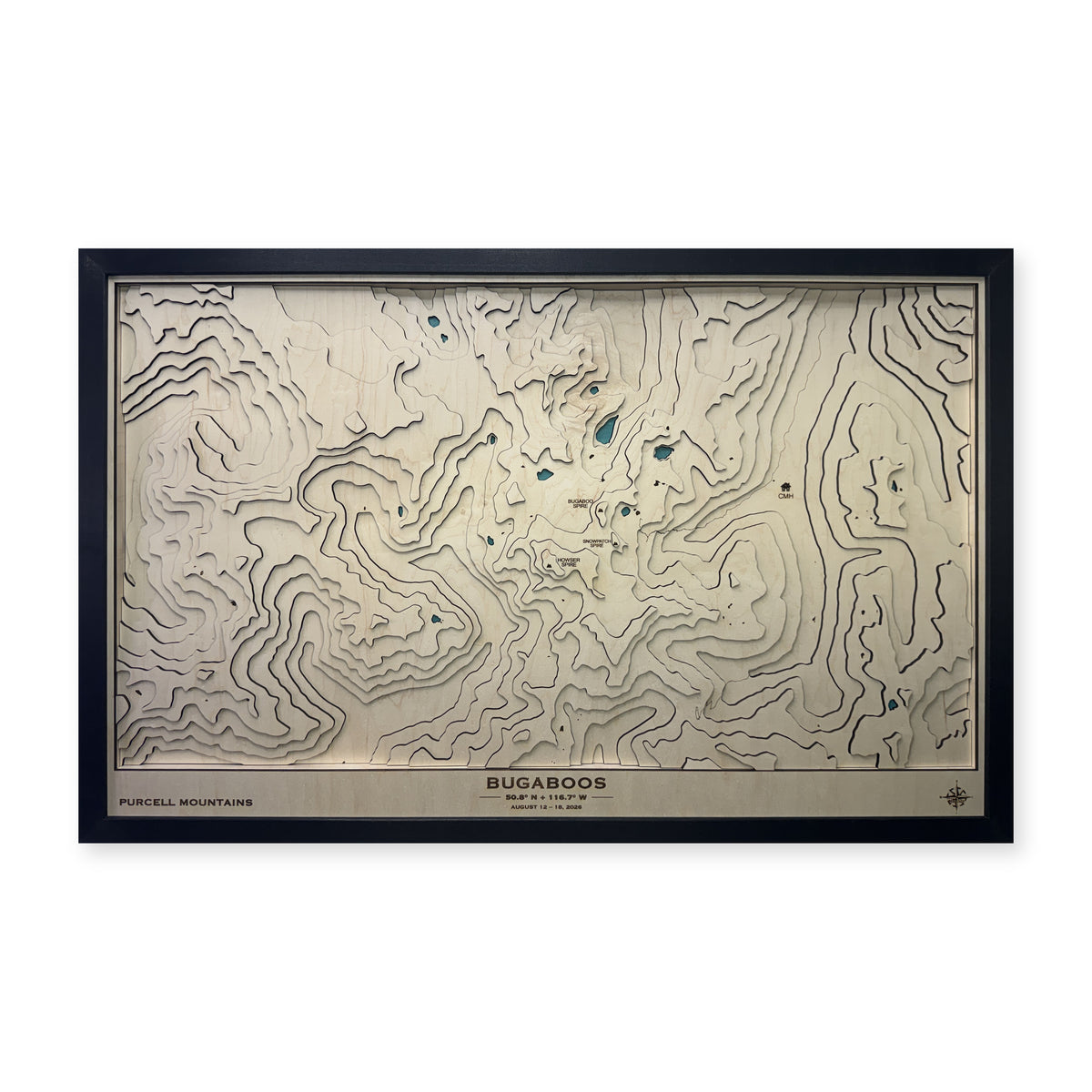 Bugaboos, Purcell Mountains, British Columbia Wood Map — Multilayer — plain-background photo