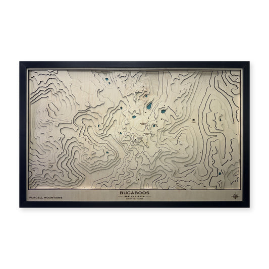 Bugaboos, Purcell Mountains, British Columbia Wood Map — Multilayer — plain-background photo