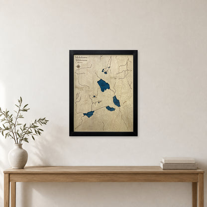 Mokelumne Wilderness, California Wood Map — Single layer with engraved contours — room mockup