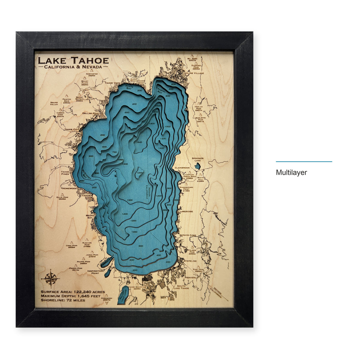 Lake Tahoe Wood Map — Multilayer — style-labeled photo