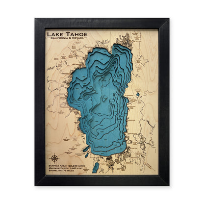 Lake Tahoe Wood Map — Multilayer — plain-background photo