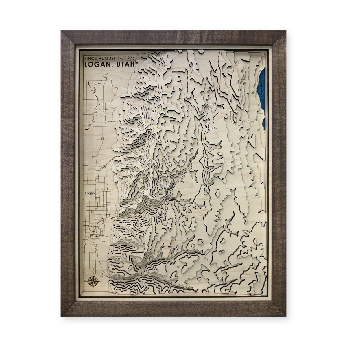 Logan, Utah Wood Map — Multilayer — plain-background photo