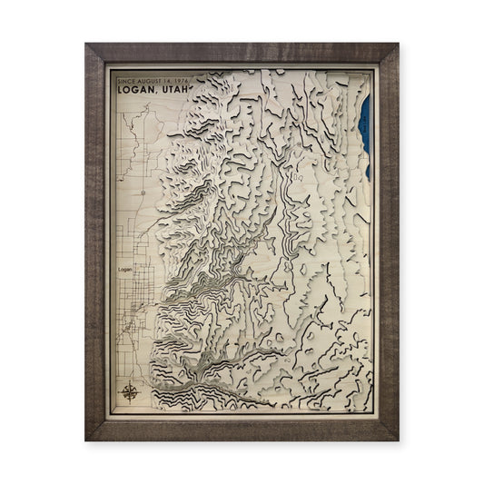 Logan, Utah Wood Map — Multilayer — plain-background photo