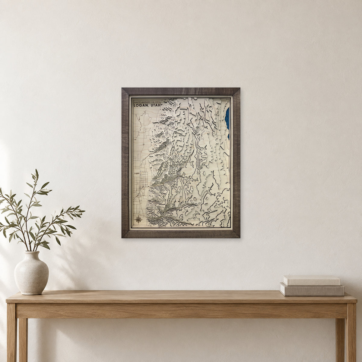 Logan, Utah Wood Map — Multilayer — room mockup