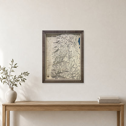 Logan, Utah Wood Map — Multilayer — room mockup