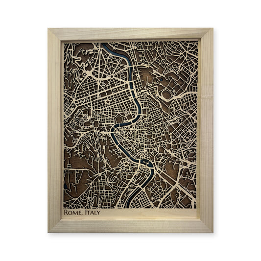Rome, Italy Wood Map — Multilayer — plain-background photo