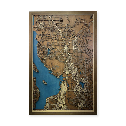 Smokey Point, Washington Wood Map — Multilayer — plain-background photo