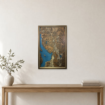 Smokey Point, Washington Wood Map — Multilayer — room mockup