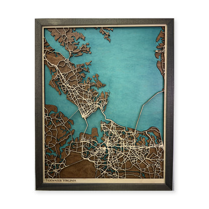 Tidewater, Virginia Wood Map — Multilayer — plain-background photo