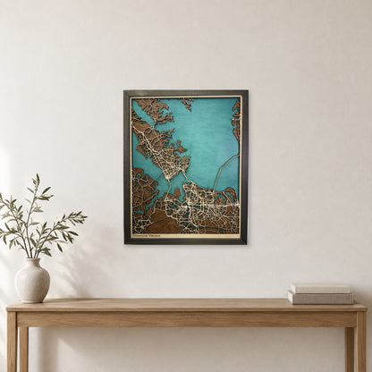 Tidewater, Virginia Wood Map — Multilayer — room mockup