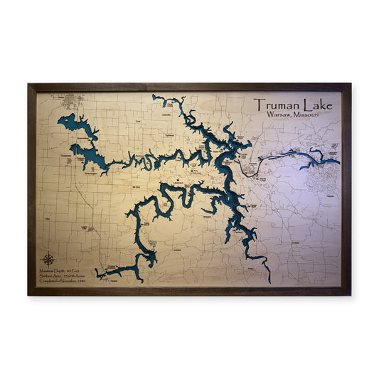 Truman Lake Wood Map — Multilayer — plain-background photo