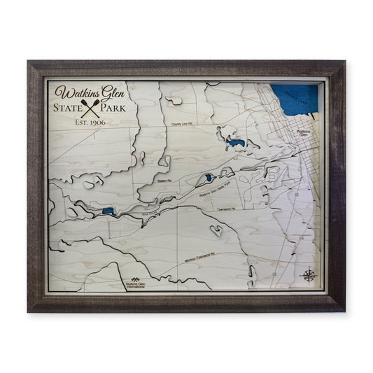 Watkins Glen State Park, New York Wood Map — Multilayer — plain-background photo