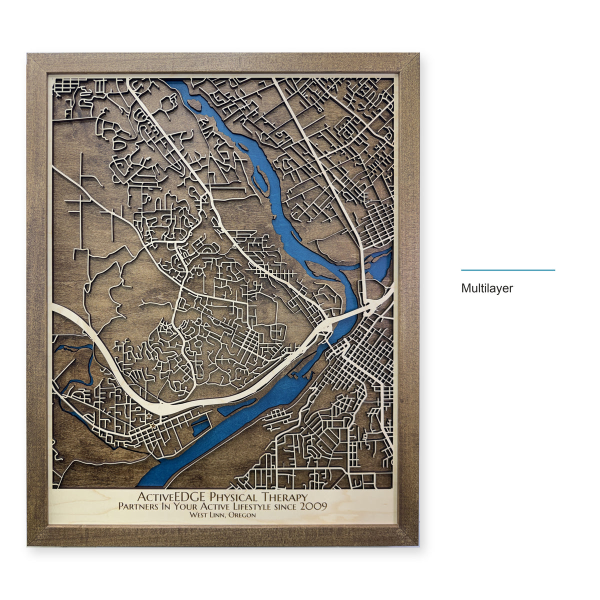 West Linn, Oregon Wood Map — Multilayer — style-labeled photo