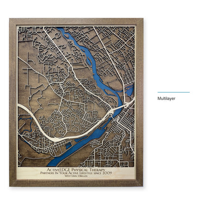 West Linn, Oregon Wood Map — Multilayer — style-labeled photo