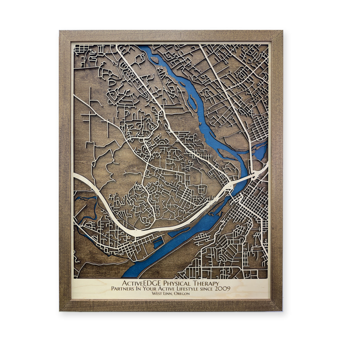 West Linn, Oregon Wood Map — Multilayer — plain-background photo