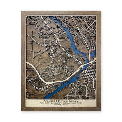 West Linn, Oregon Wood Map — Multilayer — plain-background photo