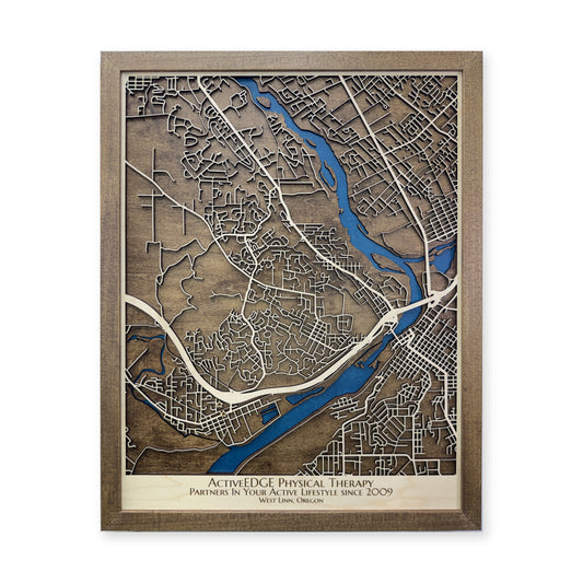 West Linn, Oregon Wood Map — Multilayer — plain-background photo