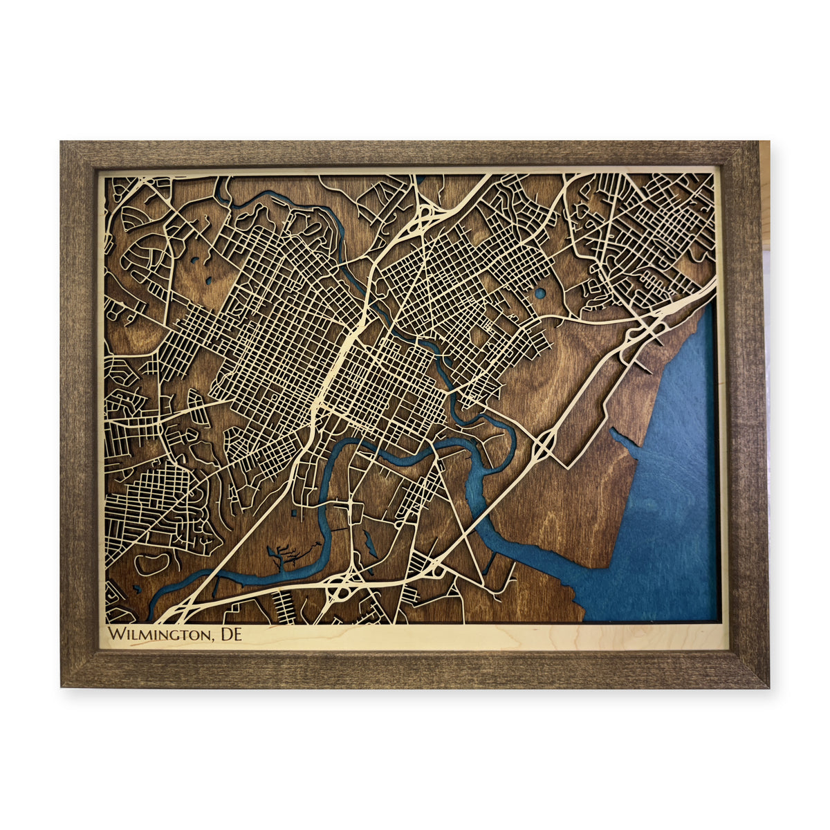 Wilmington, Delaware Wood Map — Multilayer — plain-background photo