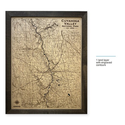 Cuyahoga Valley National Park Engraved Contour Charcoal Wood Map — style-labeled photo [MC20261006 legacy f79fb20f2f8e]