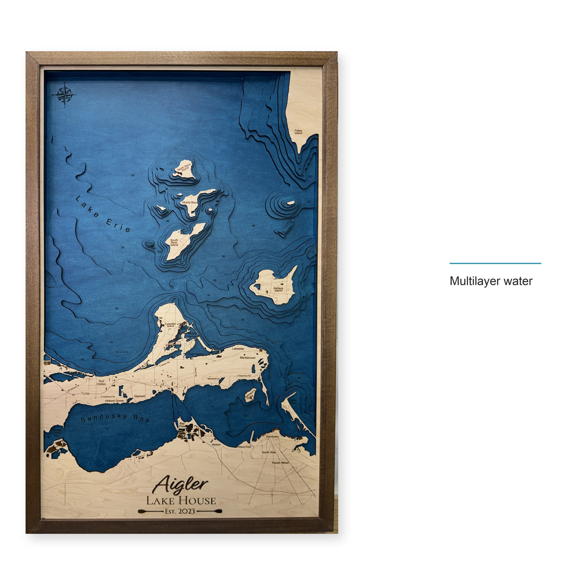 Lake Erie Islands Aigler Multilayer Wood Map — style-labeled photo [MC20261006 legacy c3eccd57fb9c]
