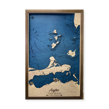 Lake Erie Islands Aigler Multilayer Wood Map — Multilayer water main photo [MC20261006 legacy 1f8cf75865d0]