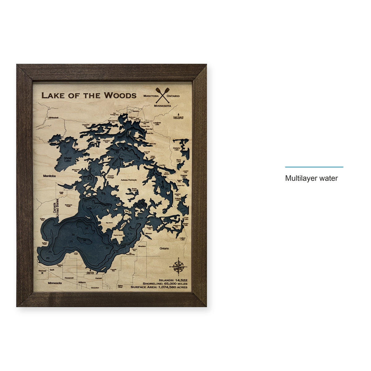 Lake Of The Woods Multilayer Compact Wood Map — style-labeled photo [MC20261006 legacy 00cdd67ed001]
