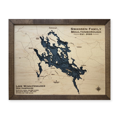 Lake Winnipesaukee Swansen Multilayer Wood Map — Multilayer water main photo [MC20261006 legacy dd8429ff44c4]