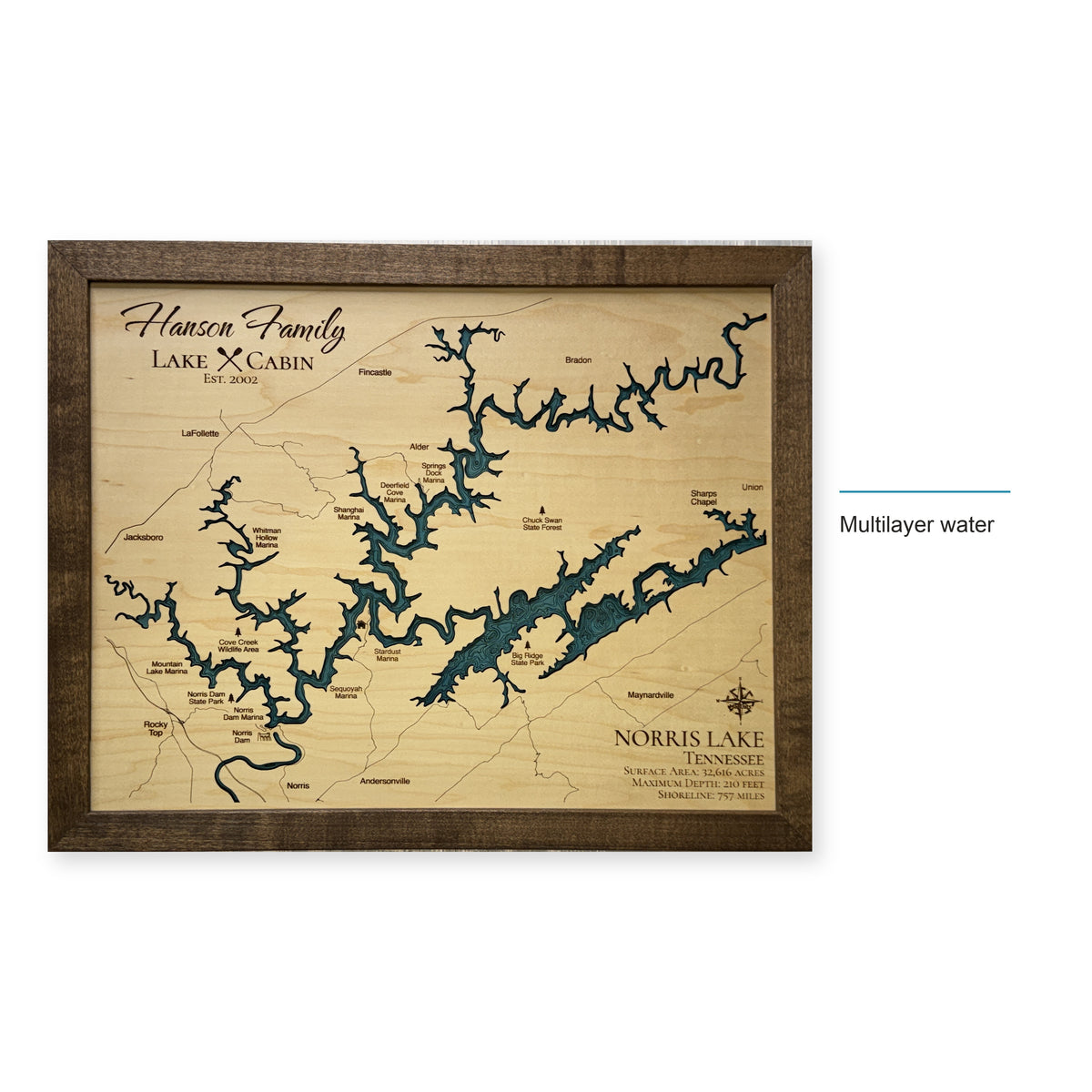 Norris Lake Hanson Family Multilayer Wood Map — style-labeled photo [MC20261006 legacy 0afd185cd4f7]